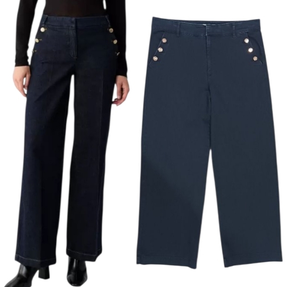 Nine West Wide Leg Sailor Trouser Jeans - Picture 1 of 7
